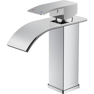 Forious Wasserfall Waschtischarmatur, Einhandmischer für Waschbecken, Chrom