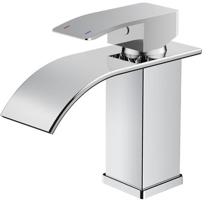 Forious Wasserhahn Bad, Wasserfall Waschtischarmatur Einhandmischer, Chrom