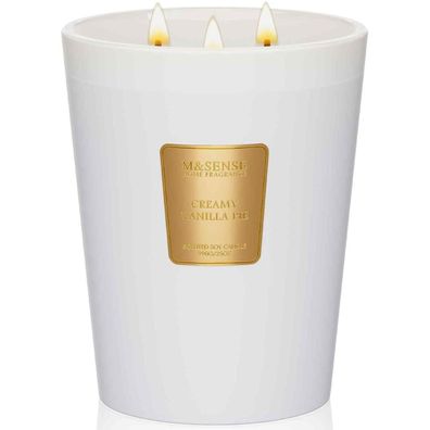 M&SENSE Extra große Duftkerze Vanille 990g, 150 Std. Brennzeit, 3-Docht