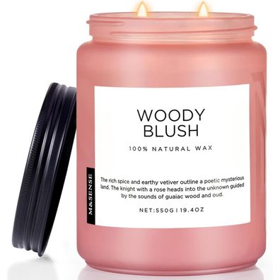 M&SENSE Rose & Vetiver Duftkerze im Glas, 550g, 110 Stunden Brenndauer