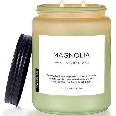 M&SENSE Magnolia Jasmin Duftkerze (550g, 110h) - 2-Docht Romantischer