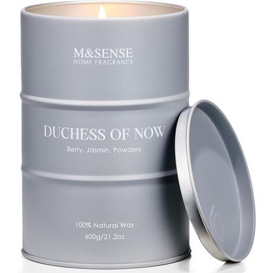 M&SENSE Bergamotte Jasmin Duftkerze im Glas, Sojakerze für Zuhause, 600g, 130