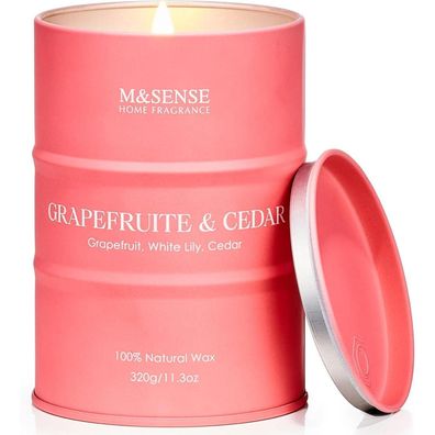 M&SENSE Duftkerze im Glas Grapefruit & Zeder Sandelholz, Sojawachs Bio Kerze