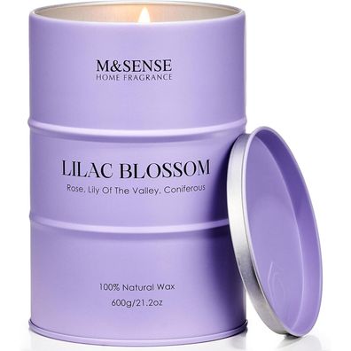 M&SENSE Fliederblüte Duftkerze im Glas, 600g, 130 Stunden Brenndauer