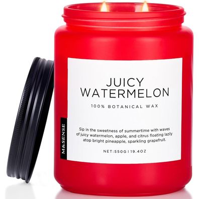M&SENSE Duftkerze Wassermelone (550g, 110h) - 2-Docht Fruchtduftkerze aus