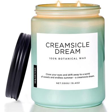 M&SENSE Orange Creamsicle Duftkerze, 550g, 110 Stunden Brenndauer, 2 Dochte