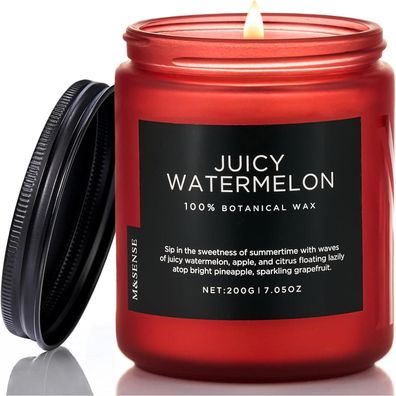 M&SENSE Wassermelone Duftkerze (200g, 50h) - 2-Docht Erfrischender Fruchtduft