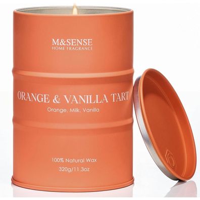M&SENSE Orange Vanilla Tart Duftkerze Sojakerze 320g - 70 Stunden Brenndauer