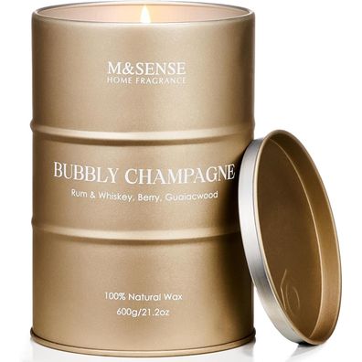 M&SENSE Sprudelnder Champagner Duftkerze im Glas - Natürliche Sojakerzen, 600g