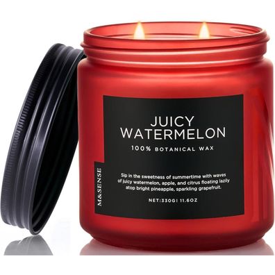 M&SENSE Wassermelone Duftkerze (330g, 70h) - 2-Docht Fruchtduft Kerze aus