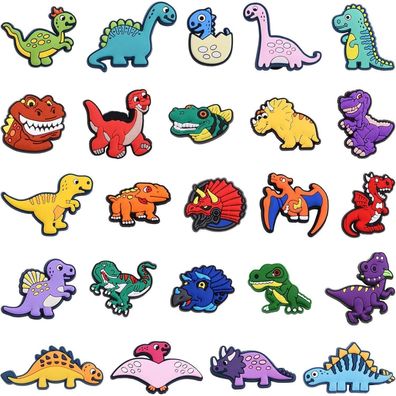 Ainiv 24er Set Dinosaurier Schuh-Charms für Kinder, PVC Cartoon