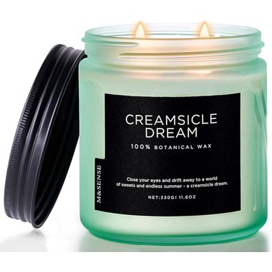 M&SENSE Orange Creamsicle Duftkerze, 330g Sojawachs, 70 Stunden Brenndauer, 2
