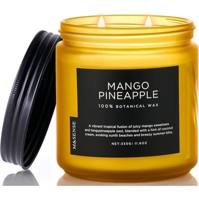 M&SENSE Mango-Ananas Duftkerze | Natürliches Sojawachs | 70 Std. Brenndauer | 2