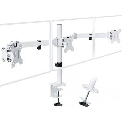 Putorsen 3 Monitor Tischhalterung für 13"-27" LCD LED TV Bildschirme, Weiß