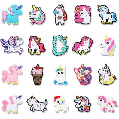 Ainiv 20er Set Einhorn Schuh Charms für Kinder, Cartoon PVC Shoe Charms für