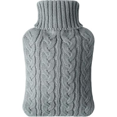 Vicloon Premium Wärmflasche 2L mit weichem Strickbezug, abnehmbar, Hellgrau