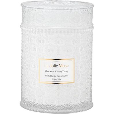 La Jolíe Muse Duftkerze Gardenie & Ylang-Ylang im Glas, 539g, 90h Brenndauer