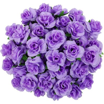 Kesote 50x Künstliche Rosenköpfe Violett Ø 4cm - Ideal für Hochzeit, Party