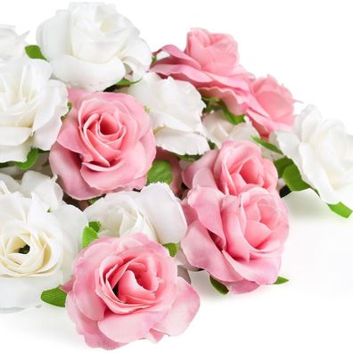 Kesote 50 Stück Künstliche Rosenköpfe (Ø 4cm) für Hochzeit, Party Deko, DIY