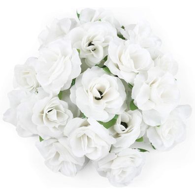 Kesote 50x Künstliche Rosenköpfe Weiß, Ø 4cm - Ideal für Hochzeit, Party, DIY