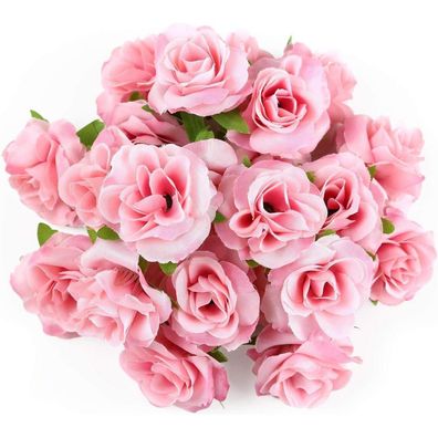 Kesote 50x Künstliche Rosenköpfe, Rosa, Ø 4cm - Ideal für Hochzeiten, Partys