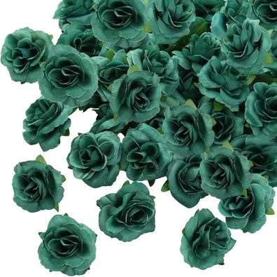 Kesote 50x Künstliche Rosenköpfe für Deko, Hochzeit, Party, DIY - Grün, Ø 4cm