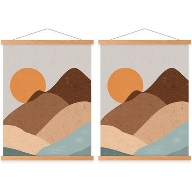 Benjia Magnetische Posterschiene aus Teakholz, 71cm, 2er Pack
