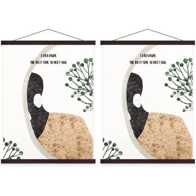 Benjia Magnetische Posterschiene A3 30x40 cm aus Nussbaumholz, 2er Pack