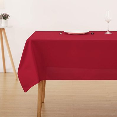 Deconovo Tischdecke 160x130 cm Rot - Wasserabweisend mit Lotuseffekt