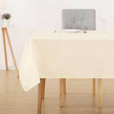 Deconovo Tischdecke 130x220 cm Creme, Wasserabweisend mit Lotuseffekt, 1 Stück
