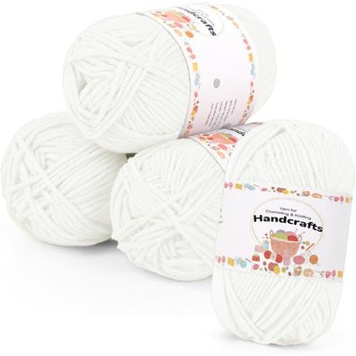 Aeelike 200g (4x50g) Häkelgarn Set aus Baumwolle und Polyacryl, bunt, 5-Ply