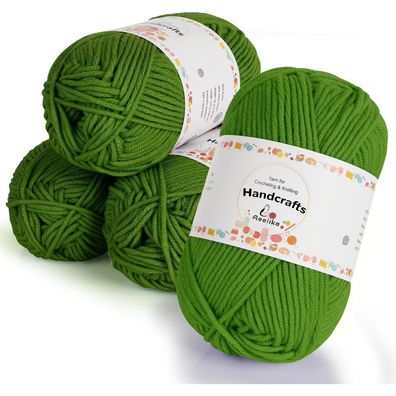 Aeelike Häkelgarn zum Stricken, 200g (4x50g) Langlebiges 5-Ply Baumwollgarn für