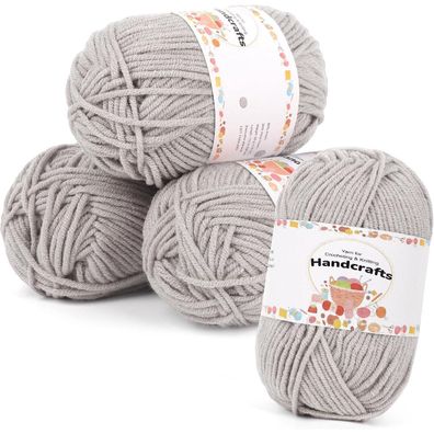 Aeelike 200g (4x50g) Acryl Wolle zum Stricken, 5-Ply Baumwolle Häkelgarn