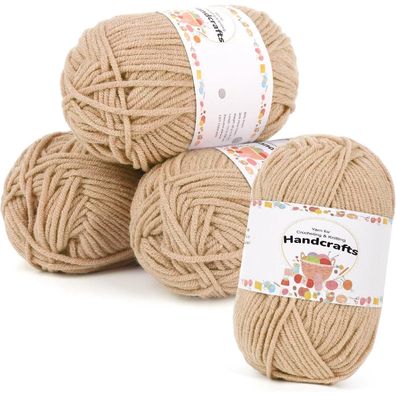 Aeelike 200g (4x50g) Buntes Baumwollgarn zum Häkeln und Stricken, 5-lagig, für