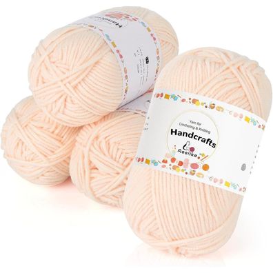 Aeelike 200g 5-lagiges Strickgarn aus Polyacryl, ultraweich, beige, zum