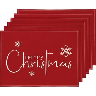 YCOLL Platzset Weihnachten 6er Set, abwaschbar, Rot, 30x45cm, für Esszimmer