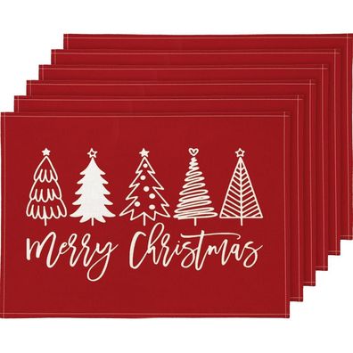 YCOLL Platzset Weihnachten 6er Set, abwaschbar, rot, 30x45cm, ideal für