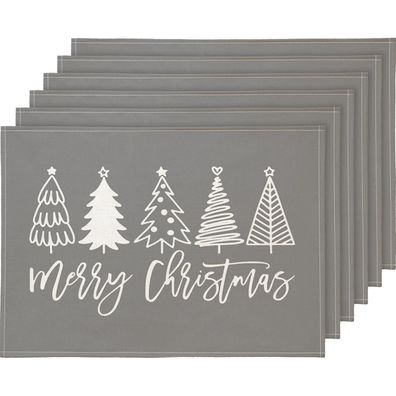 YCOLL Platzset Weihnachten 4er Set, abwaschbar, grau, 30x45cm, ideal für