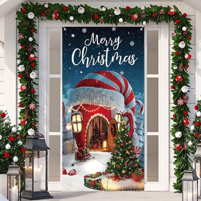 Irenare Weihnachtsdekoration Türabdeckung Frohe Weihnachten Banner Hintergrund