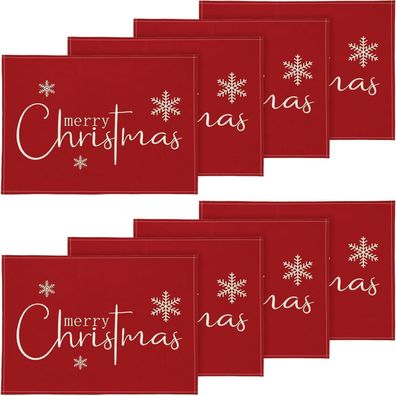 YCOLL Platzset Weihnachten 8er Set, abwaschbar, 30x45cm, Rot, für Esszimmer