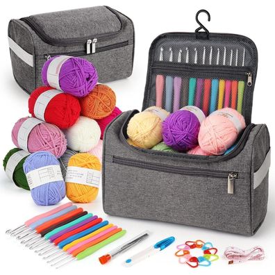 Aeelike Häkelset für Anfänger: Ergonomische Nadeln, 12 Garne, Zubehör & Tasche