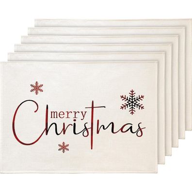 YCOLL Platzset Weihnachten 6er Set, abwaschbar, Rot, 30x45cm, Ideal für