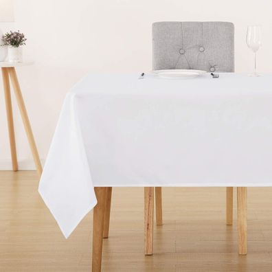 Deconovo Outdoor Tischdecke Weiß, abwaschbar, wetterfest, 130x220 cm