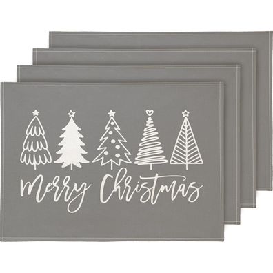 YCOLL Platzset Weihnachten 6er Set, abwaschbar, grau, 30x45cm, für Drinnen und