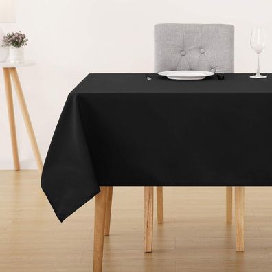 Deconovo Tischdecke 178x132 cm Schwarz - Wasserabweisend mit Lotuseffekt für