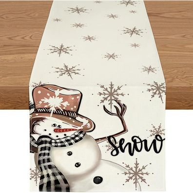 YCOLL Tischläufer Weihnachten Schneemann Winter Wasserabweisend Modern für