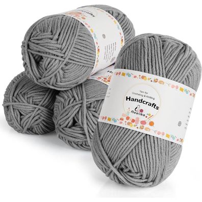 Aeelike 200g (4x50g) 5-lagiges Baumwoll-Häkelgarn, ideal für Amigurumi und