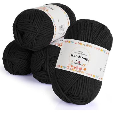 Aeelike 5-lagiges Baumwollgarn zum Häkeln, 200g (4x50g) ultraweich für Socken