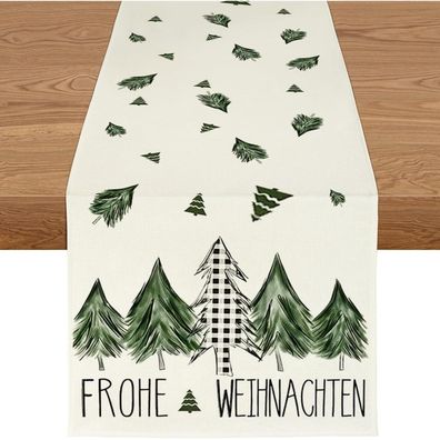 YCOLL Weihnachtsdeko Tischläufer Grün Winter Wasserabweisend Modern für Drinnen