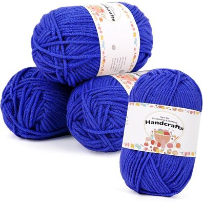 Aeelike Polyacryl Wolle Cotton 200g (4x50g) 5-lagig, langlebige Häkelwolle